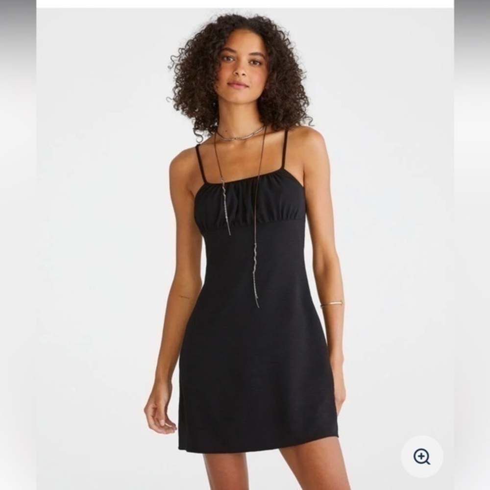 Aeropostale Black Solid Square-Neck ribbed Dress
